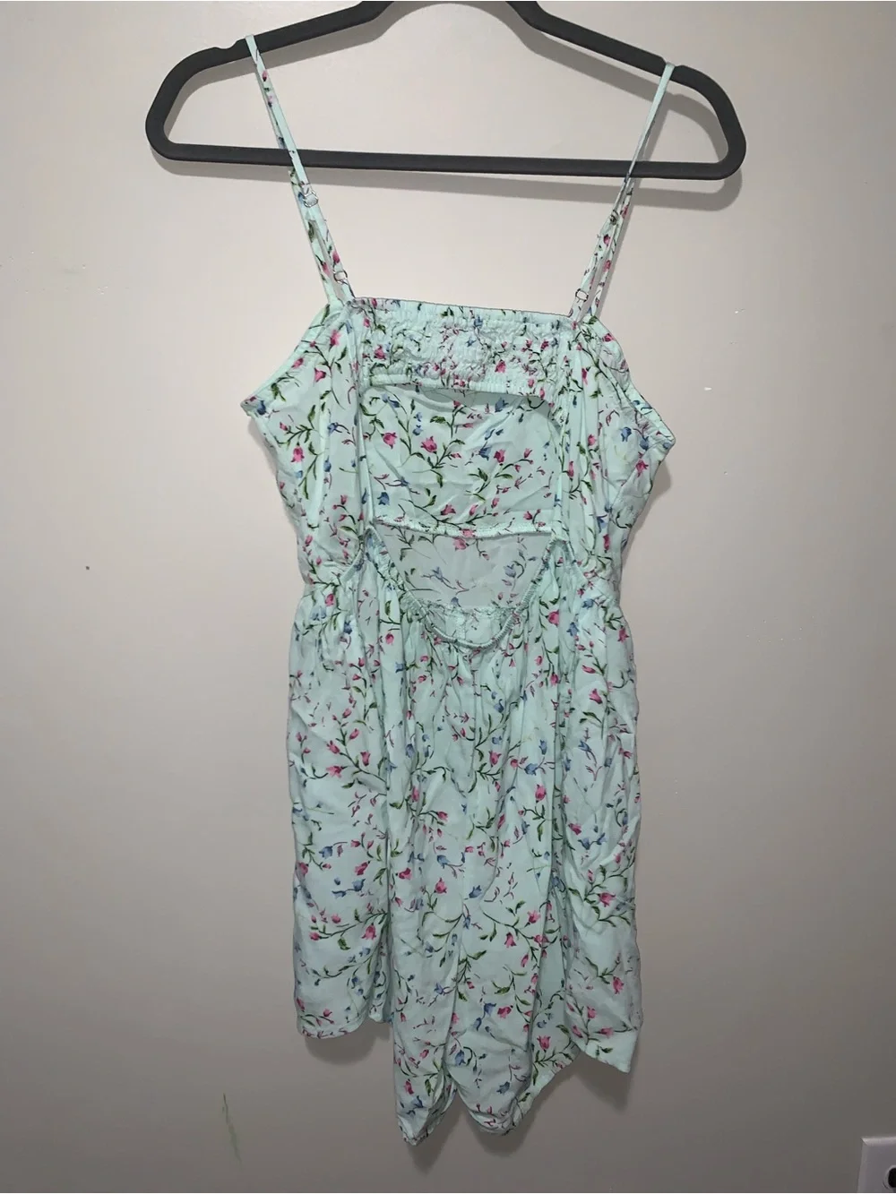 Ci Sono Mint Floral Spaghetti-Strap Romper